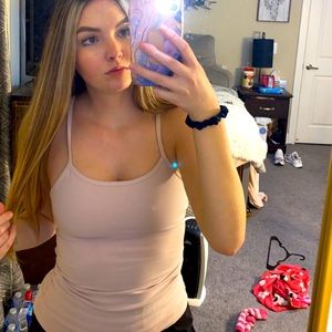 Lululemon light pink power y tank top size 4